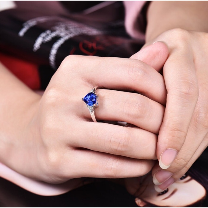Natural Tanzanite Ring, 18k Solid White Gold Engagement Ring, Wedding Ring, Tanzanite Ring, luxury Ring, soliture Ring, Heart cut Ring | Save 33% - Rajasthan Living 7