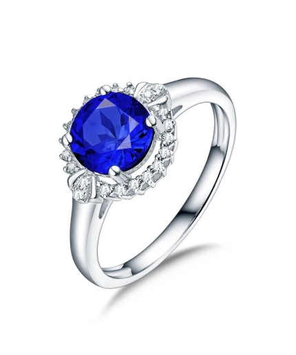 Natural Tanzanite Ring, 14k Solid White Gold Engagement Ring, Wedding Ring, Tanzanite Ring, luxury Ring, soliture Ring, Round cut Ring | Save 33% - Rajasthan Living