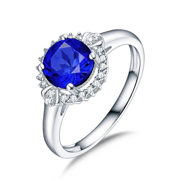 Natural Tanzanite Ring, 14k Solid White Gold Engagement Ring, Wedding Ring, Tanzanite Ring, luxury Ring, soliture Ring, Round cut Ring | Save 33% - Rajasthan Living 5