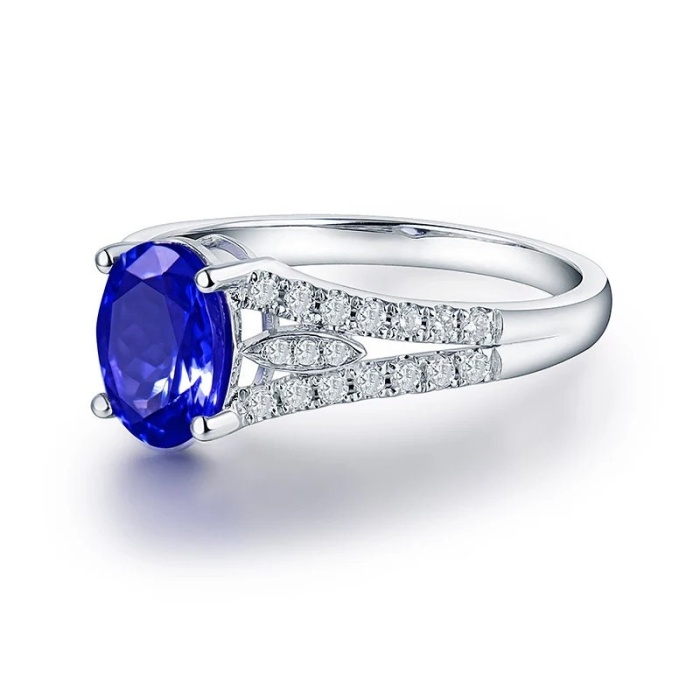 Natural Tanzanite Ring, 14k Solid White Gold Engagement Ring, Wedding Ring, Tanzanite Ring, luxury Ring, soliture Ring, Oval cut Ring | Save 33% - Rajasthan Living 7