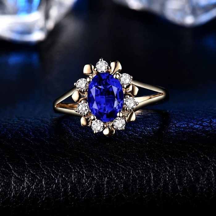 Natural Tanzanite Ring, 14k Solid Yellow Gold Engagement Ring, Wedding Ring, Tanzanite Ring, luxury Ring, soliture Ring, Oval cut Ring | Save 33% - Rajasthan Living 9