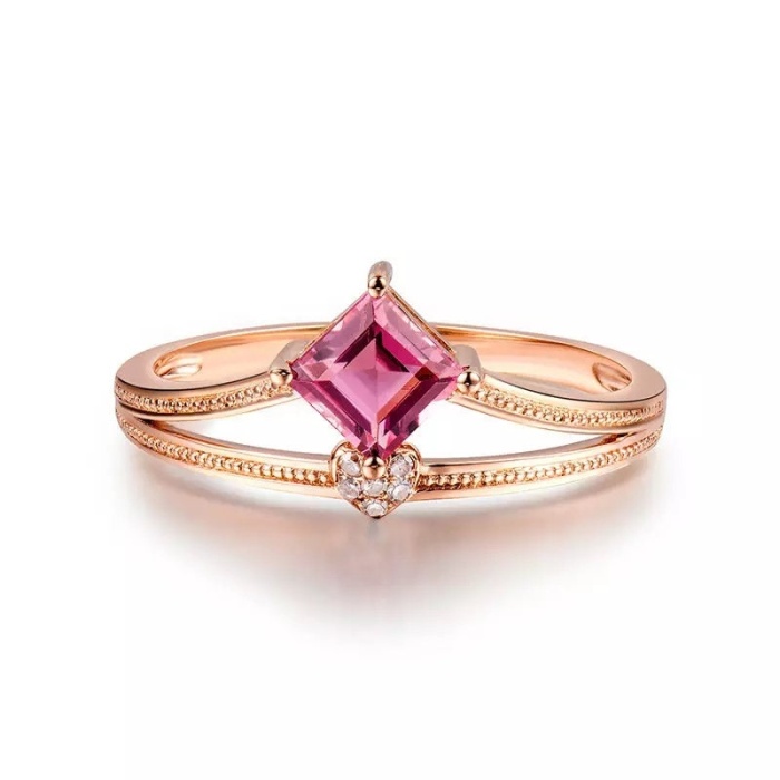 Natural Pink Tourmaline Ring,18k Rose Gold Tourmaline Engagement Ring,Wedding Ring, luxury Ring, soliture Ring, Princess cut Ring | Save 33% - Rajasthan Living 6