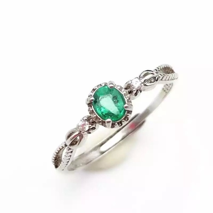 Natural Emerald & Cubic Zirconia Woman Ring, 925 Sterling Silver, Emerald Ring, Statement Ring, Engagement and Wedding Ring | Save 33% - Rajasthan Living 5