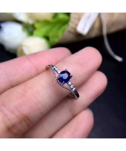 Natural Blue Sapphire Ring,925 Sterling Sliver,Engagement Ring,Wedding Ring, luxury Ring, soliture Ring, Oval cut Ring | Save 33% - Rajasthan Living