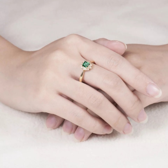 Natural Emerald Ring, 14k Solid Yellow Gold Engagement Ring, Wedding Ring, Emerald Ring, Luxury Ring, Ring/Band, Princess Cut Ring | Save 33% - Rajasthan Living 7