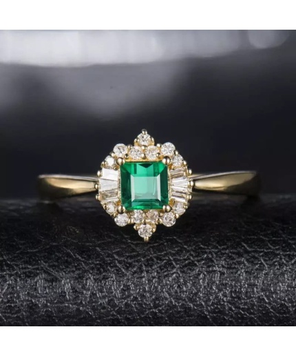Natural Emerald Ring, 14k Solid Yellow Gold Engagement Ring, Wedding Ring, Emerald Ring, Luxury Ring, Ring/Band, Princess Cut Ring | Save 33% - Rajasthan Living 3