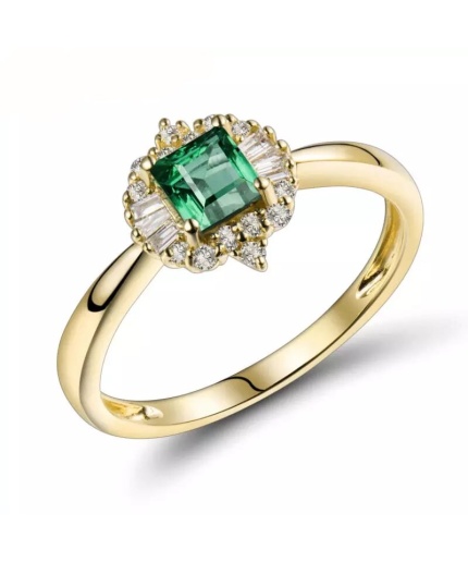 Natural Emerald Ring, 14k Solid Yellow Gold Engagement Ring, Wedding Ring, Emerald Ring, Luxury Ring, Ring/Band, Princess Cut Ring | Save 33% - Rajasthan Living
