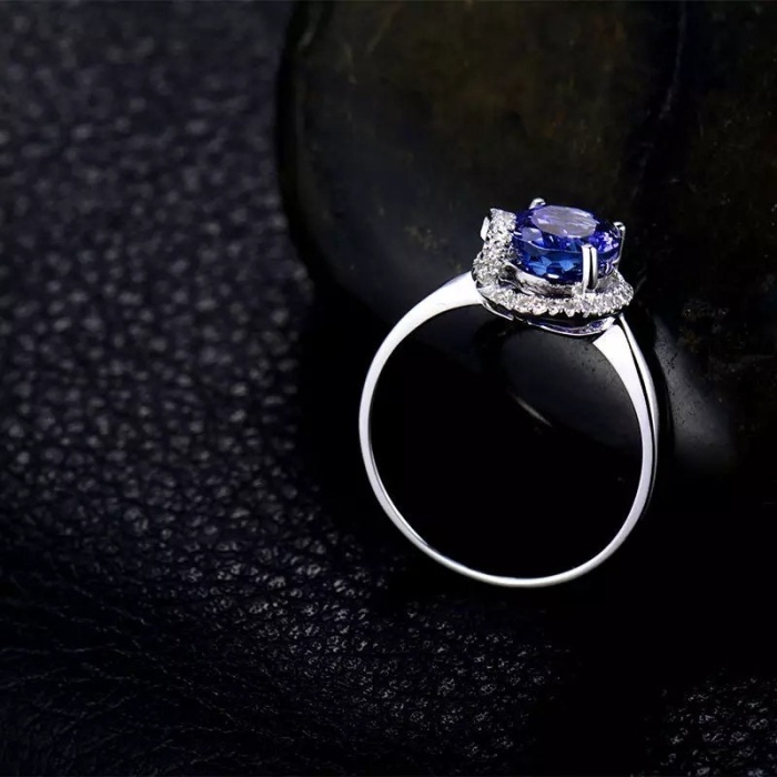 Natural Tanzanite Ring, 18k Solid White Gold Engagement Ring, Wedding Ring, Tanzanite Ring, luxury Ring, soliture Ring, Oval cut Ring | Save 33% - Rajasthan Living 9