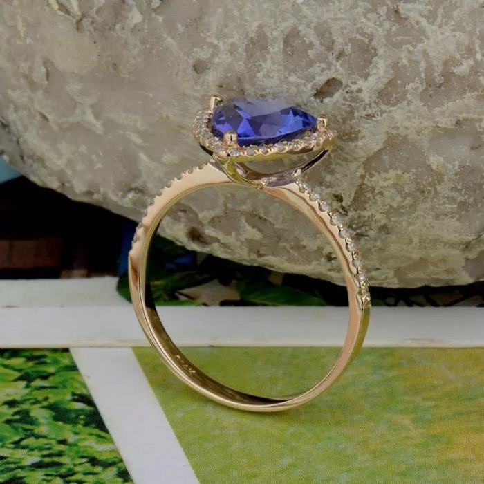 Natural Tanzanite Ring, 14k Solid Yellow Gold Engagement Ring, Wedding Ring, Tanzanite Ring, luxury Ring, soliture Ring, Trillion cut Ring | Save 33% - Rajasthan Living 8