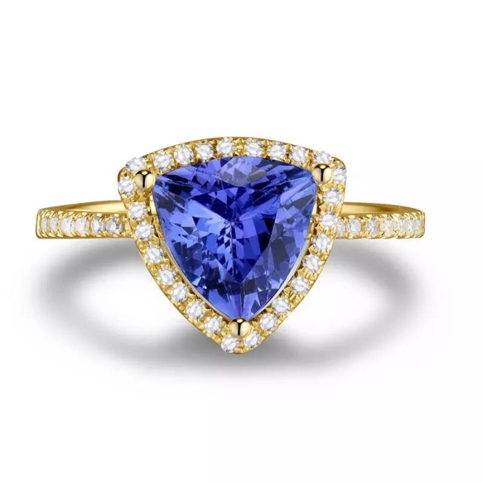 Natural Tanzanite Ring, 14k Solid Yellow Gold Engagement Ring, Wedding Ring, Tanzanite Ring, luxury Ring, soliture Ring, Trillion cut Ring | Save 33% - Rajasthan Living 6