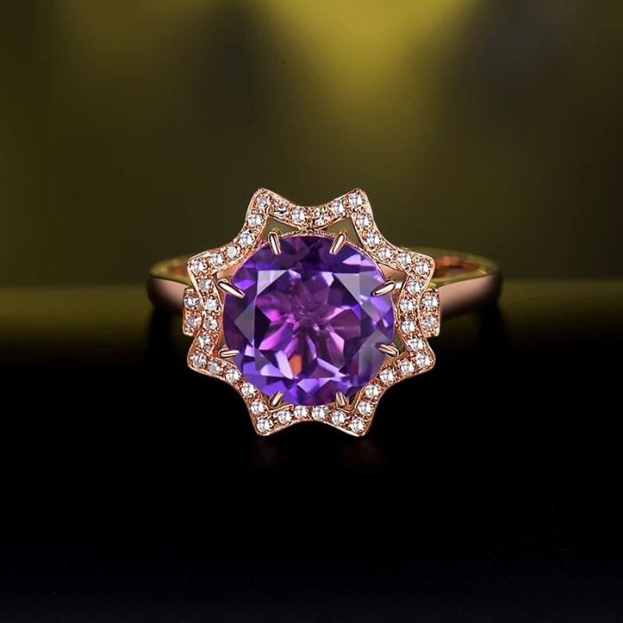 Natural Amethyst Ring, 18k Rose Gold, Amethyst Engagement Ring, Amethyst Ring, Wedding Ring, Luxury Ring, Ring/Band, Round Cut Ring | Save 33% - Rajasthan Living 8
