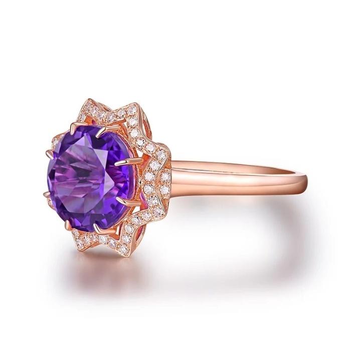 Natural Amethyst Ring, 18k Rose Gold, Amethyst Engagement Ring, Amethyst Ring, Wedding Ring, Luxury Ring, Ring/Band, Round Cut Ring | Save 33% - Rajasthan Living 7