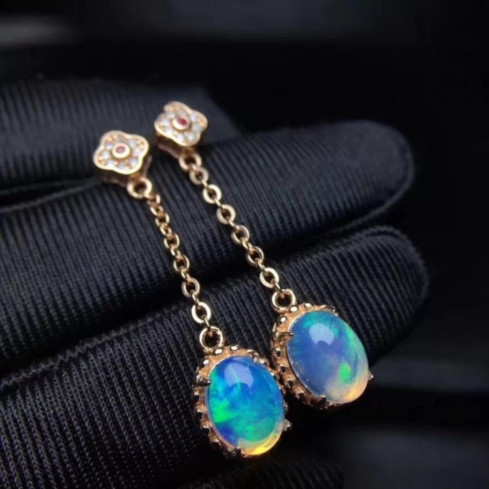 Natural Opal Drop Earrings, 925 Sterling Silver, Opal Drop Earrings, Earrings, Opal Earrings, Luxury Earrings, Oval Stone Earrings | Save 33% - Rajasthan Living 6