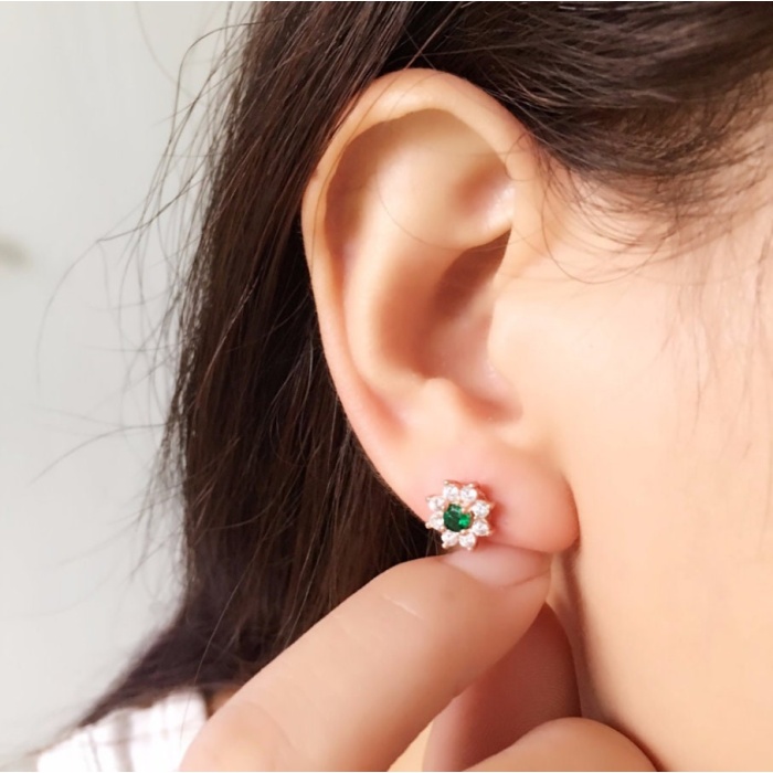 Natural Emerald Studs Earrings, 925 Sterling Silver, Emerald Earrings, Emerald Silver Earrings, Luxury Earrings, Round  Cut Stone Earrings | Save 33% - Rajasthan Living 8