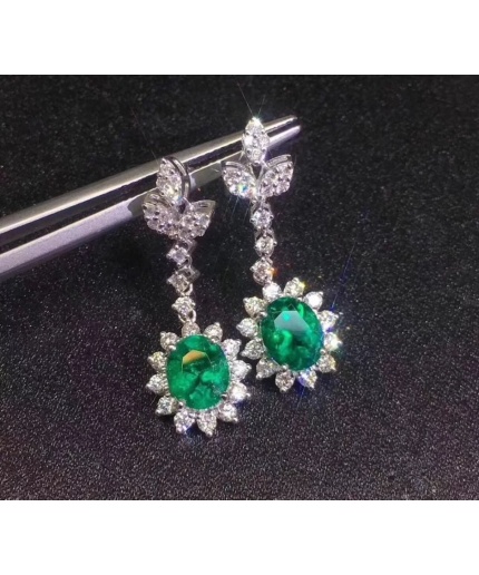 Natural Emerald Drop Earrings, 925 Sterling Silver, Emerald Drop Earrings, Emerald Silver Earrings, Luxury Earrings, Ovel Cut Stone Earrings | Save 33% - Rajasthan Living 3