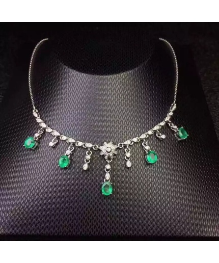 Natural Emerald Necklace, Engagement Necklace, Emerald Silver Necklace, Woman Necklace, Pendant Necklace, Luxury Necklace, Oval Cut Necklace | Save 33% - Rajasthan Living 3
