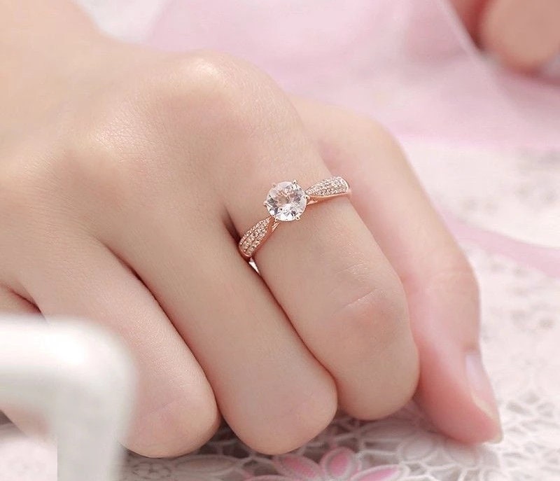 Morganite Ring, 10k Rose Gold Ring, Pink Morganite Ring, Engagement Ring, Wedding Ring, Luxury Ring, Ring/Band, Round Cut Ring | Save 33% - Rajasthan Living 14