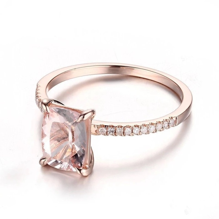 Natural Morganite Ring, 10k Rose Gold Ring, Pink Morganite Ring, Engagement Ring, Wedding Ring, Luxury Ring, Ring/Band, Cushion Cut Ring | Save 33% - Rajasthan Living 8