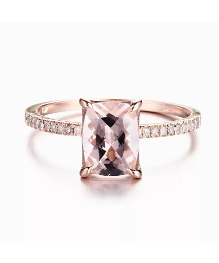 Natural Morganite Ring, 10k Rose Gold Ring, Pink Morganite Ring, Engagement Ring, Wedding Ring, Luxury Ring, Ring/Band, Cushion Cut Ring | Save 33% - Rajasthan Living
