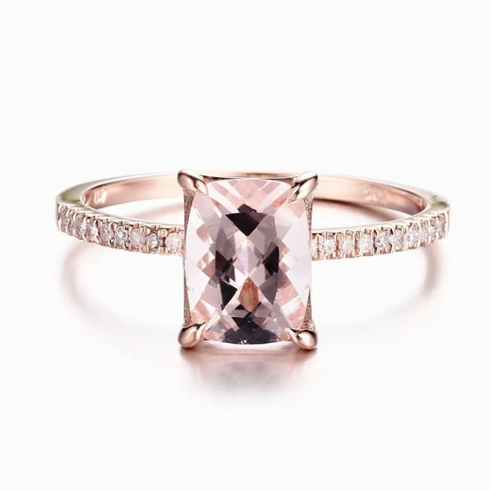 Natural Morganite Ring, 10k Rose Gold Ring, Pink Morganite Ring, Engagement Ring, Wedding Ring, Luxury Ring, Ring/Band, Cushion Cut Ring | Save 33% - Rajasthan Living 5