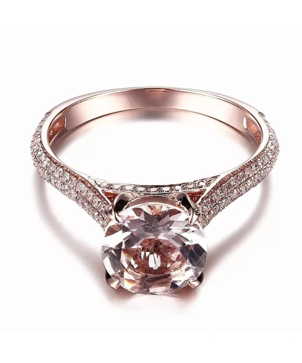 Morganite Ring, 14k Rose Gold Ring, Pink Morganite Ring, Engagement Ring, Wedding Ring, Luxury Ring, Ring/Band, Round Cut Ring | Save 33% - Rajasthan Living