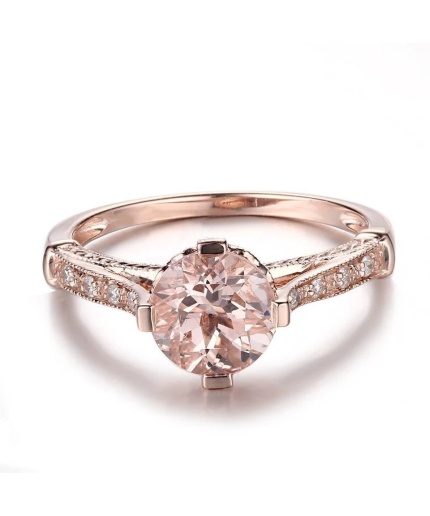 Morganite Ring, 10k Rose Gold, Pink Morganite Ring, Engagement Ring, Wedding Ring, Luxury Ring, Ring/Band, Round Cut Ring | Save 33% - Rajasthan Living