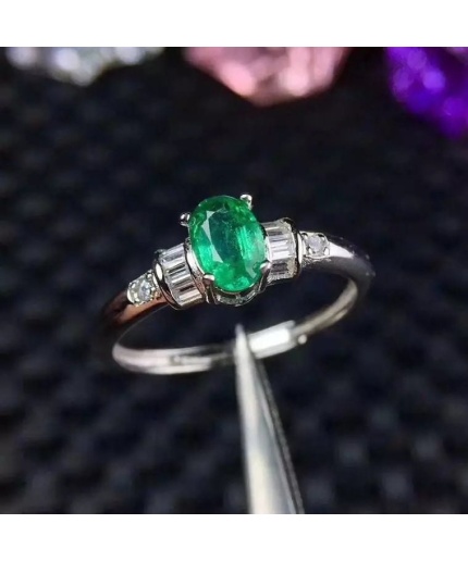 Natural Emerald & Cubic Zirconia Woman Ring, 925 Sterling Silver, Emerald Ring, Statement Ring, Engagement and Wedding Ring | Save 33% - Rajasthan Living 3