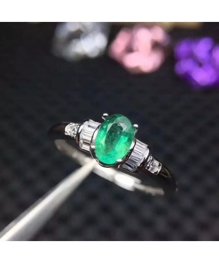 Natural Emerald & Cubic Zirconia Woman Ring, 925 Sterling Silver, Emerald Ring, Statement Ring, Engagement and Wedding Ring | Save 33% - Rajasthan Living