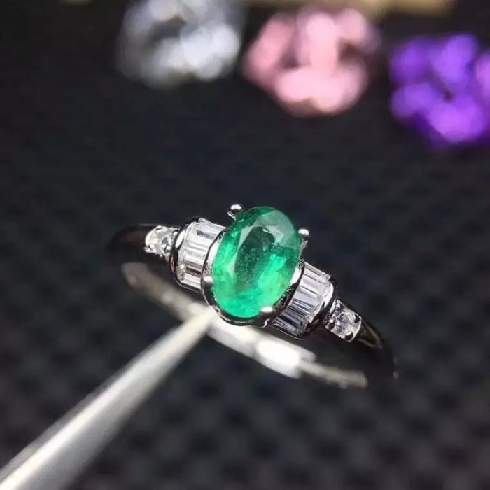 Natural Emerald & Cubic Zirconia Woman Ring, 925 Sterling Silver, Emerald Ring, Statement Ring, Engagement and Wedding Ring | Save 33% - Rajasthan Living 5