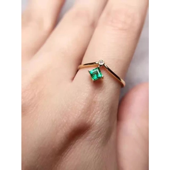 Natural Emerald Ring, 18k Solid Yellow Gold Engagement Ring, Wedding Ring, Emerald Ring, Luxury Ring, Ring/Band, Princess Cut Ring | Save 33% - Rajasthan Living 7