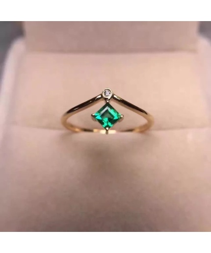 Natural Emerald Ring, 18k Solid Yellow Gold Engagement Ring, Wedding Ring, Emerald Ring, Luxury Ring, Ring/Band, Princess Cut Ring | Save 33% - Rajasthan Living 3