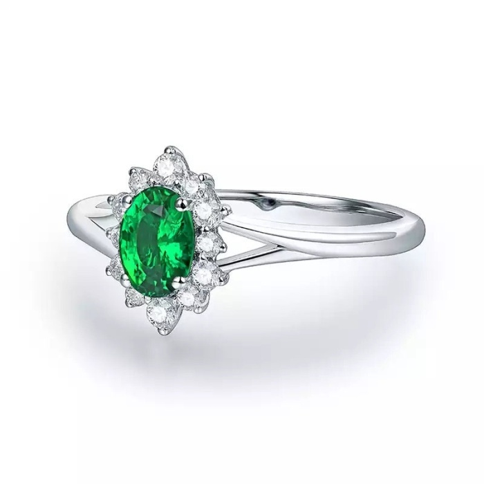 Natural Emerald Ring, 14k Solid White Gold Engagement Ring, Wedding Ring, Emerald Ring, Luxury Ring, Ring/Band, Oval Cut Ring | Save 33% - Rajasthan Living 7
