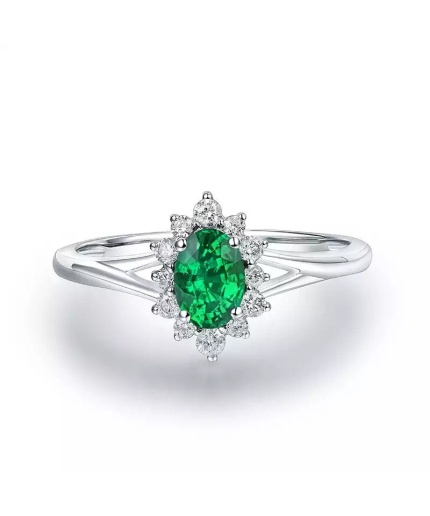 Natural Emerald Ring, 14k Solid White Gold Engagement Ring, Wedding Ring, Emerald Ring, Luxury Ring, Ring/Band, Oval Cut Ring | Save 33% - Rajasthan Living