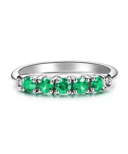 Natural Emerald Ring, 18k Solid White Gold Engagement Ring, Wedding Ring, Emerald Ring, Luxury Ring, Ring/Band, Round Cut Ring | Save 33% - Rajasthan Living 3