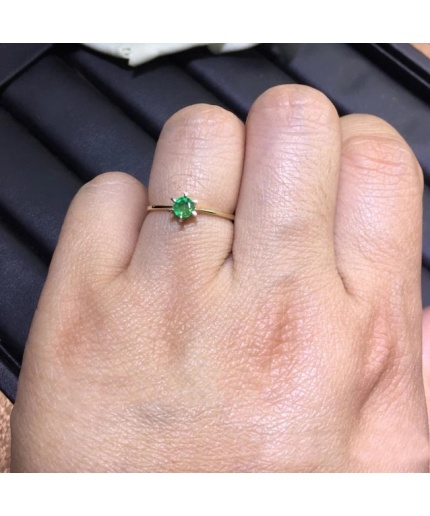 Natural Emerald Ring, 18k Solid Yellow  Gold Engagement Ring, Wedding Ring, Emerald Ring, Luxury Ring, Ring/Band, Round Cut Ring | Save 33% - Rajasthan Living 3