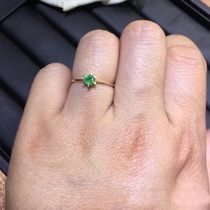 Natural Emerald Ring, 18k Solid Yellow  Gold Engagement Ring, Wedding Ring, Emerald Ring, Luxury Ring, Ring/Band, Round Cut Ring | Save 33% - Rajasthan Living 6