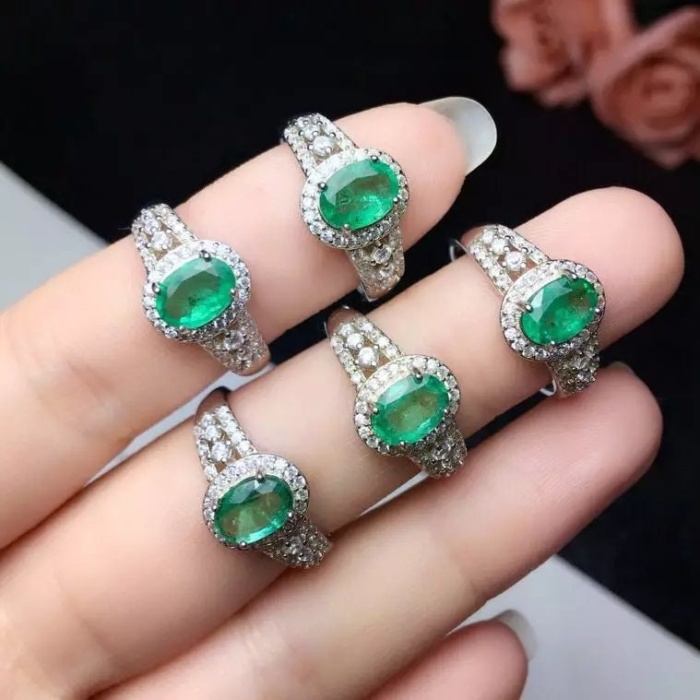 Natural Emerald & Cubic Zirconia Woman Ring, 925 Sterling Silver, Emerald Ring, Statement Ring, Engagement and Wedding Ring | Save 33% - Rajasthan Living 8