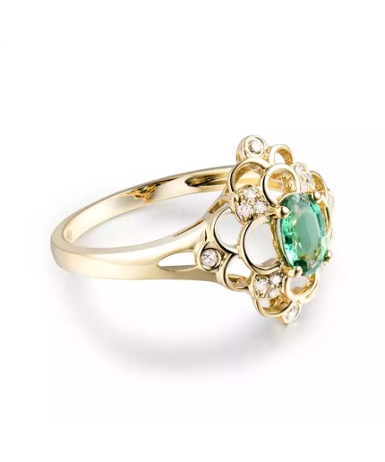 Natural Emerald Ring, 14k Solid Yellow Gold Engagement Ring, Wedding Ring, Emerald Ring, Luxury Ring, Ring/Band, OvalCut Ring | Save 33% - Rajasthan Living 3