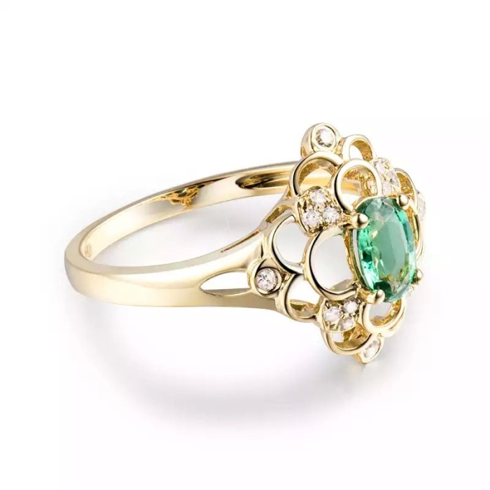 Natural Emerald Ring, 14k Solid Yellow Gold Engagement Ring, Wedding Ring, Emerald Ring, Luxury Ring, Ring/Band, OvalCut Ring | Save 33% - Rajasthan Living 6