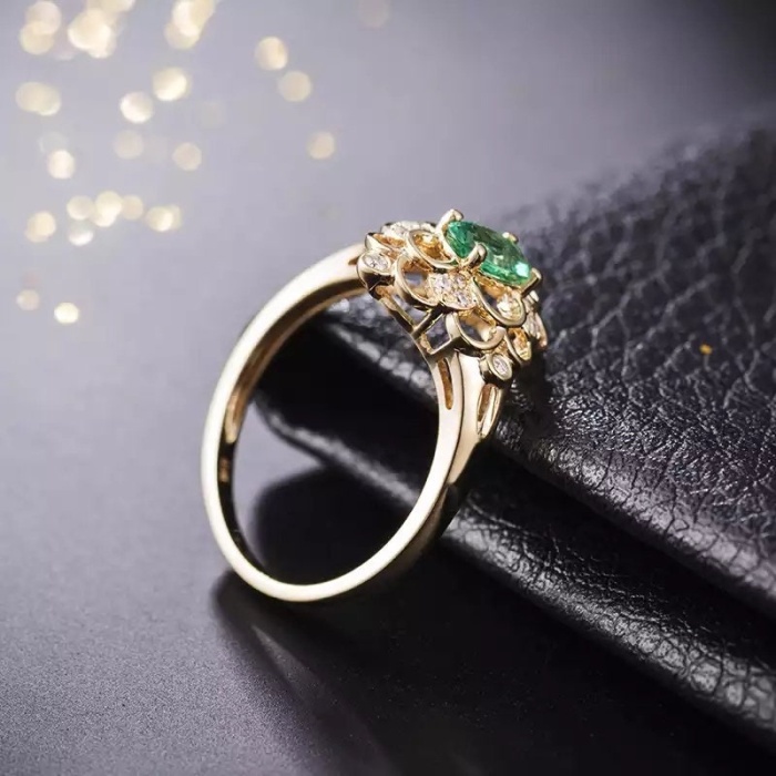 Natural Emerald Ring, 14k Solid Yellow Gold Engagement Ring, Wedding Ring, Emerald Ring, Luxury Ring, Ring/Band, OvalCut Ring | Save 33% - Rajasthan Living 9