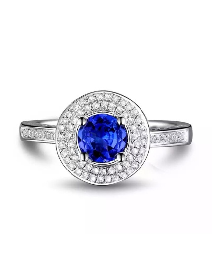 Natural Tanzanite Ring, 14k Solid White Gold Engagement Ring, Wedding Ring, Tanzanite Ring, luxury Ring, soliture Ring, Round cut Ring | Save 33% - Rajasthan Living