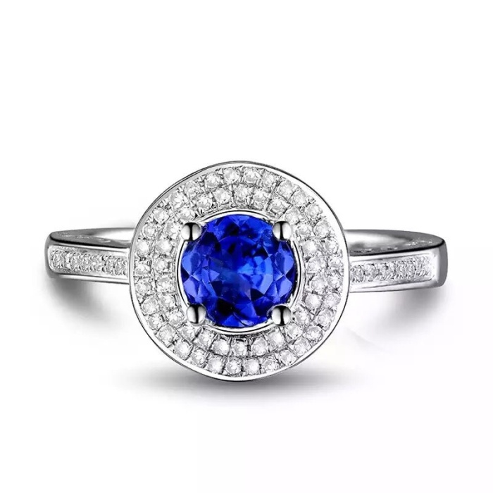 Natural Tanzanite Ring, 14k Solid White Gold Engagement Ring, Wedding Ring, Tanzanite Ring, luxury Ring, soliture Ring, Round cut Ring | Save 33% - Rajasthan Living 5