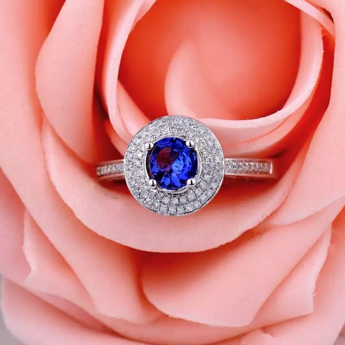 Natural Tanzanite Ring, 14k Solid White Gold Engagement Ring, Wedding Ring, Tanzanite Ring, luxury Ring, soliture Ring, Round cut Ring | Save 33% - Rajasthan Living 7