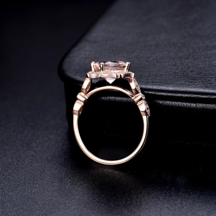 Natural Morganite Ring, 14k RoSe Gold Ring, Pink Morganite Ring, Engagement Ring, Wedding Ring, Luxury Ring, Ring/Band, Cushion Cut Ring | Save 33% - Rajasthan Living 7