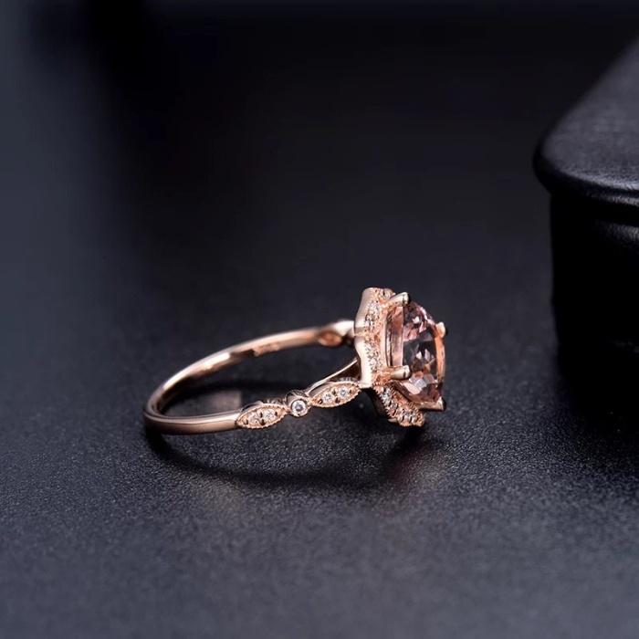 Natural Morganite Ring, 14k RoSe Gold Ring, Pink Morganite Ring, Engagement Ring, Wedding Ring, Luxury Ring, Ring/Band, Cushion Cut Ring | Save 33% - Rajasthan Living 9