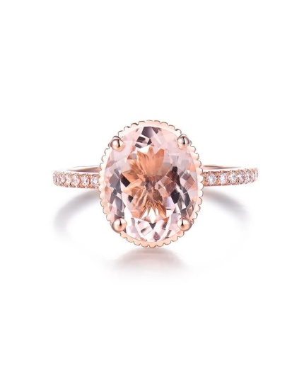 Natural Morganite Ring, 14k Rose Gold Ring, Pink Morganite Ring, Engagement Ring, Wedding Ring, Luxury Ring, Ring/Band, Oval Cut Ring | Save 33% - Rajasthan Living