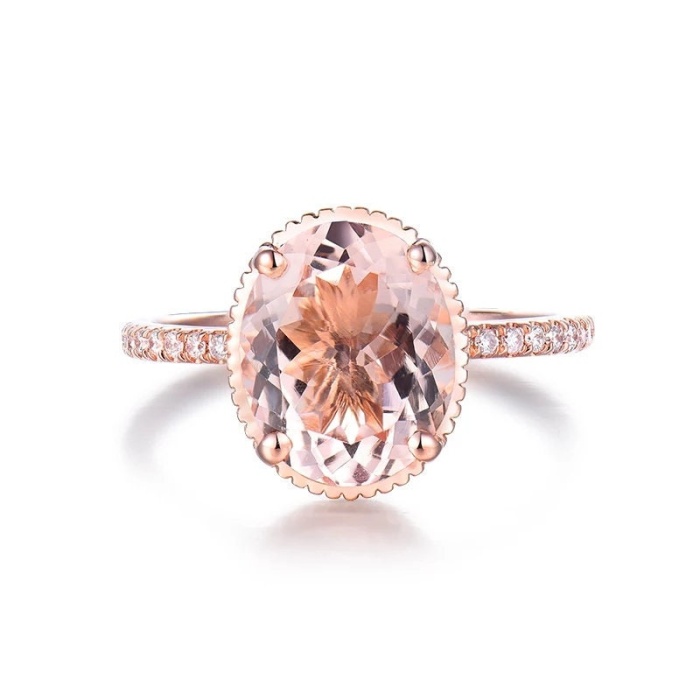 Natural Morganite Ring, 14k Rose Gold Ring, Pink Morganite Ring, Engagement Ring, Wedding Ring, Luxury Ring, Ring/Band, Oval Cut Ring | Save 33% - Rajasthan Living 5