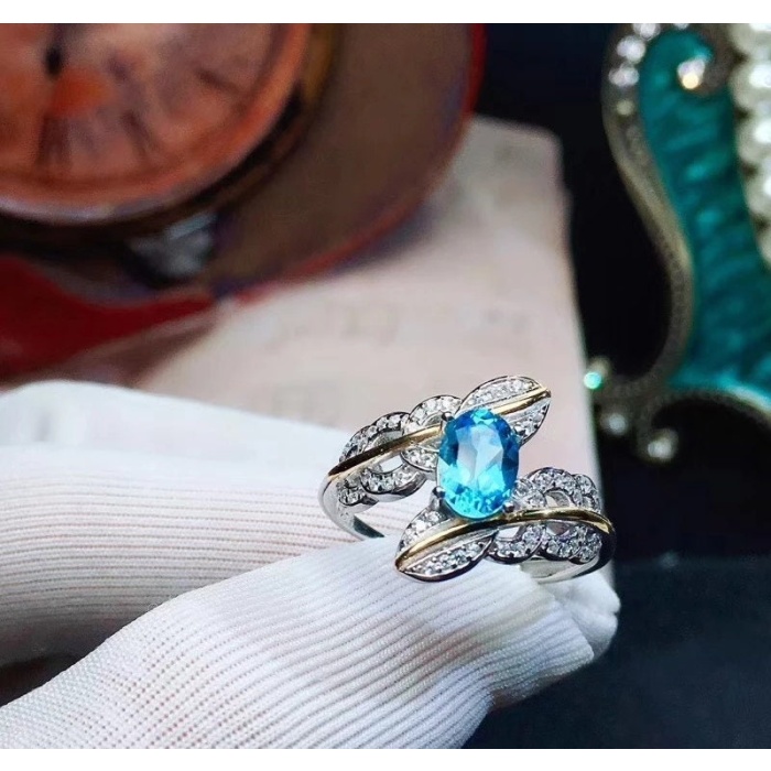 Natural Blue Topaz Ring, 925 Sterling Sliver, Topaz Engagement Ring, Topaz Ring, Wedding Ring, luxury Ring, soliture Ring, Ovel cut Ring | Save 33% - Rajasthan Living 7