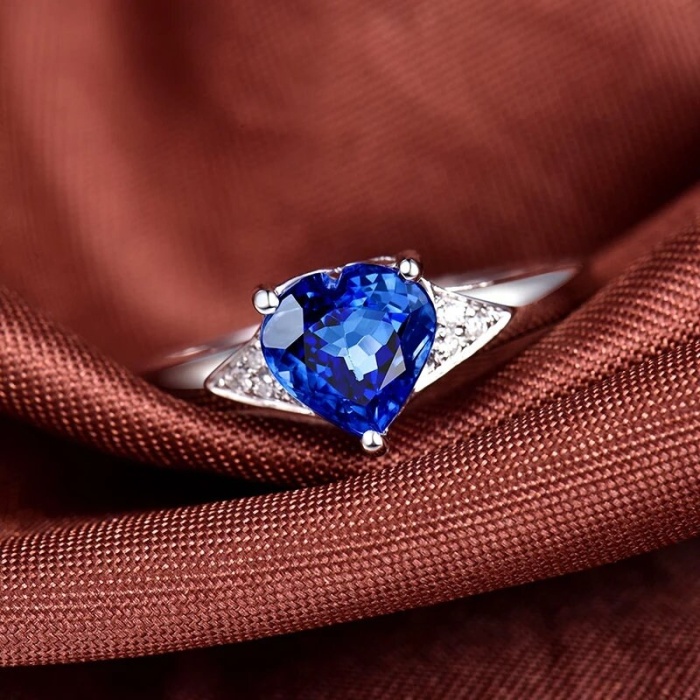 Natural Tanzanite Ring, 18k Solid White Gold Engagement Ring, Wedding Ring, Tanzanite Ring, luxury Ring, soliture Ring, Heart cut Ring | Save 33% - Rajasthan Living 9