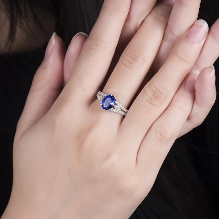 Natural Tanzanite Ring, 14k Solid White Gold Engagement Ring, Wedding Ring, Tanzanite Ring, luxury Ring, soliture Ring, Oval cut Ring | Save 33% - Rajasthan Living 7